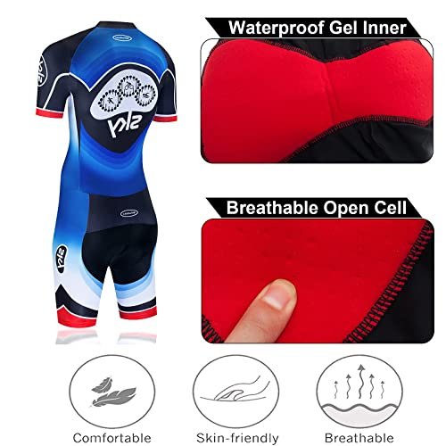 logas Triatlón de manga corta, mono de una pieza para ciclismo / natación / correr para hombre 2XL (pecho = 38,58 pulgadas / cintura = 27,56 pulgadas) Azul