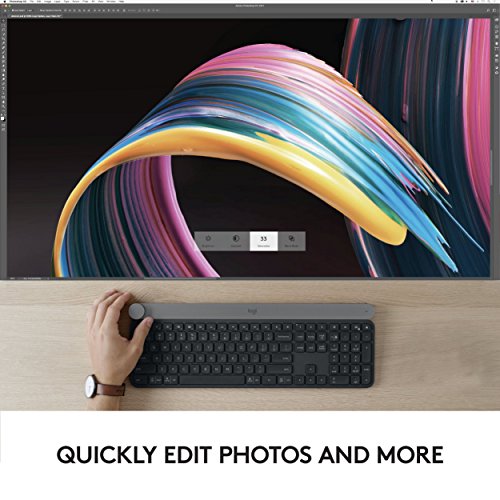 Logitech Craft Teclado Inalámbrico, 2.4 GHz/Bluetooth, Disco Selector Creativo, Multi-Dispositivo, Teclas Retroiluminadas Automáticas, Recargable, PC/Mac/Portátil, Disposición QWERTY Español, Negro