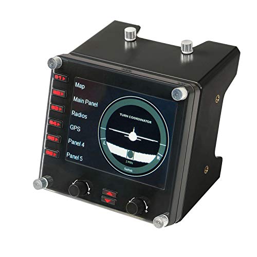 Logitech G Saitek Pro Flight Instrument Panel Controlador de Simulación de Panel, Colores LCD 3,5 Pulgadas, 15 Lecturas Diferentes, Personalizable, USB - Negro