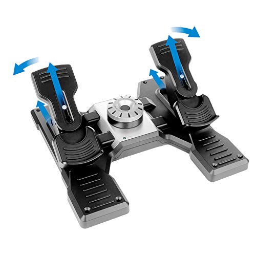 Logitech G Saitek Pro Flight Rudder Pedals, Timón/Pedales para Vuelo y Freno para Simullación de Vuelo, Centrado Automático, Tensión Ajustable, USB, PC - Negro