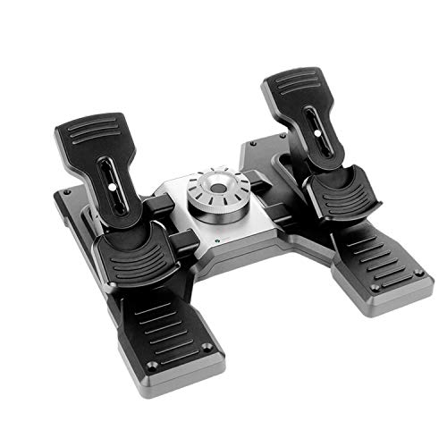 Logitech G Saitek Pro Flight Rudder Pedals, Timón/Pedales para Vuelo y Freno para Simullación de Vuelo, Centrado Automático, Tensión Ajustable, USB, PC - Negro