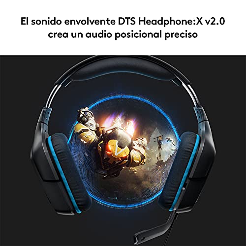 Logitech G432 Auriculares Gaming con Cable, Sonido 7.1 Surround, DTS Headphone:X 2.0, Transductores 50mm, USB y Jack Audio 3,5mm, Microfóno Volteable, Peso Ligero, PC/Mac/Xbox One/PS4/Switch - Negro