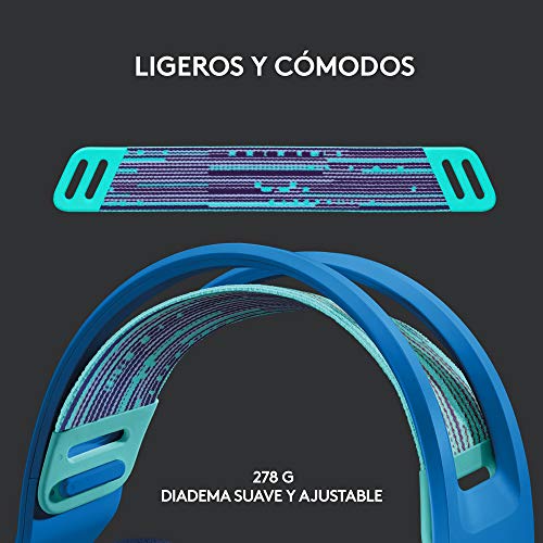 Logitech G733 LIGHTSPEED Auriculares con Micrófono Inalámbricos para Gaming con Diadema con Suspensión, LIGHTSYNC RGB, Tecnología de Micrófono Blue VO!CE, Ligeros, 29h de batería - Azul