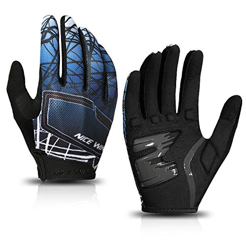 LOHOTEK Guantes de Bicicleta Ciclismo-Motocicleta de MTB Transpirable-Antideslizante - Sin-Dedos Guante Hombres Mujeres Prueba de Golpes con Diseño Antideslizante Pantalla Táctil (Azul, M)