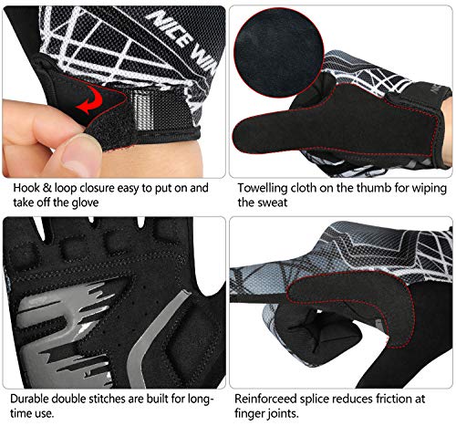 LOHOTEK Guantes de Bicicleta Ciclismo-Motocicleta de MTB Transpirable-Antideslizante - Sin-Dedos Guante Hombres Mujeres Prueba de Golpes con Diseño Antideslizante Pantalla Táctil (Negro, L)