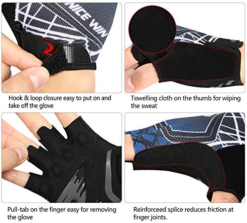 LOHOTEK Guantes de Bicicleta Ciclismo-Motocicleta de MTB Transpirable-Antideslizante - Sin-Dedos Guante Hombres Mujeres Prueba de Golpes con Diseño de Color Degradado (Azul, S)