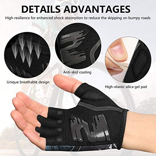 LOHOTEK Guantes de Bicicleta Ciclismo-Motocicleta de MTB Transpirable-Antideslizante - Sin-Dedos Guante Hombres Mujeres Prueba de Golpes con Diseño de Color Degradado (Negro, XL)