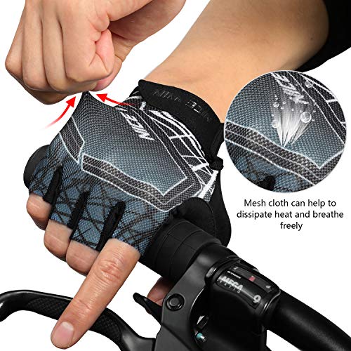 LOHOTEK Guantes de Bicicleta Ciclismo-Motocicleta de MTB Transpirable-Antideslizante - Sin-Dedos Guante Hombres Mujeres Prueba de Golpes con Diseño de Color Degradado (Negro, XL)