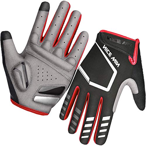 LOHOTEK Guantes de Ciclismo Motocicleta Bicicleta Montaña-Acolchados Bicicleta de Carretera de Hombres Mujeres Antideslizante Pantalla Táctil (Rojo, S)