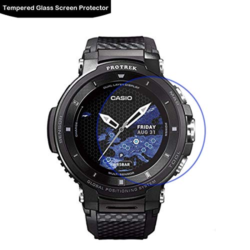 LOKEKE Protector de pantalla de cristal templado de calidad prémium para Casio PRO Trek Smart WSD-F30-BKAAE, fabricado en cristal real