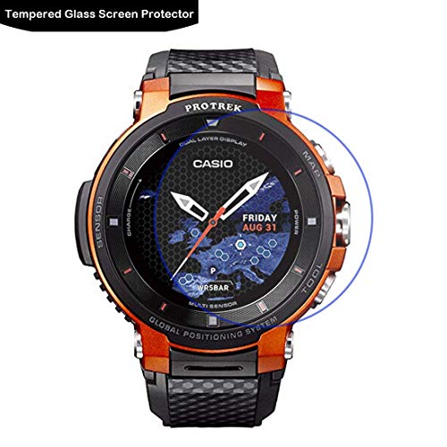 LOKEKE Protector de pantalla de cristal templado de calidad prémium para Casio PRO Trek Smart WSD-F30-BKAAE, fabricado en cristal real