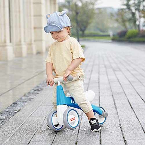 LOL-FUN Bicicleta de equilibrio para bebé para regalos de 1 año, bicicleta para niños pequeños para regalos de primer cumpleaños, triciclo para bebés de 12 a 18 meses de paseo en juguetes