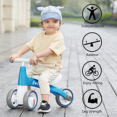 LOL-FUN Bicicleta de equilibrio para bebé para regalos de 1 año, bicicleta para niños pequeños para regalos de primer cumpleaños, triciclo para bebés de 12 a 18 meses de paseo en juguetes