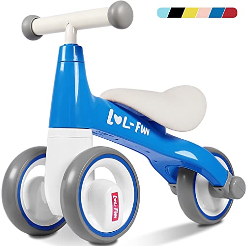 LOL-FUN Bicicleta de equilibrio para bebé para regalos de 1 año, bicicleta para niños pequeños para regalos de primer cumpleaños, triciclo para bebés de 12 a 18 meses de paseo en juguetes