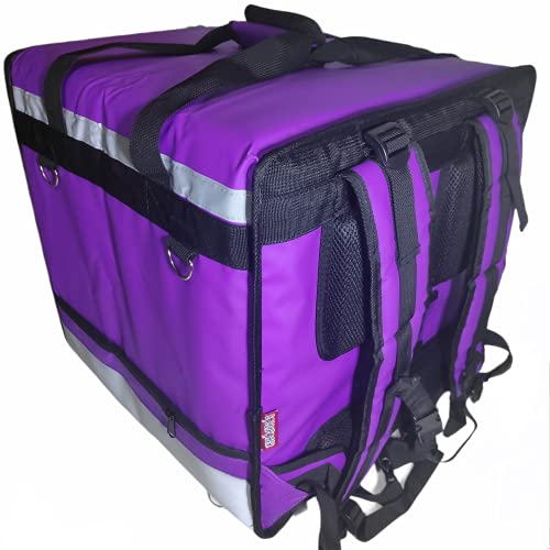 Lollipoper: Mochila de Reparto Isotérmica 42x42x42 cm (medida interior) para Entrega de Pedidos de Comida en Moto y bicicleta, Morada y Negra, Pizza,Hamburguesa, Bebida, Impermeable.