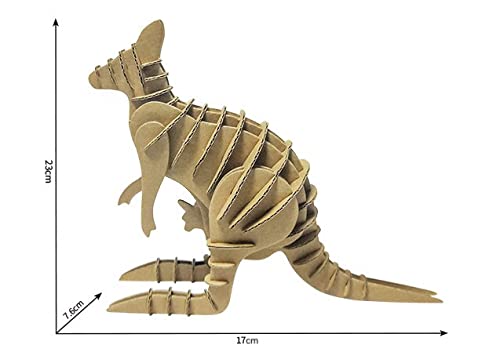 Lombardi Home - Canguro Rompecabezas 3D, Carton Sostenible, Figura Montable, Kit Modelo Construcción