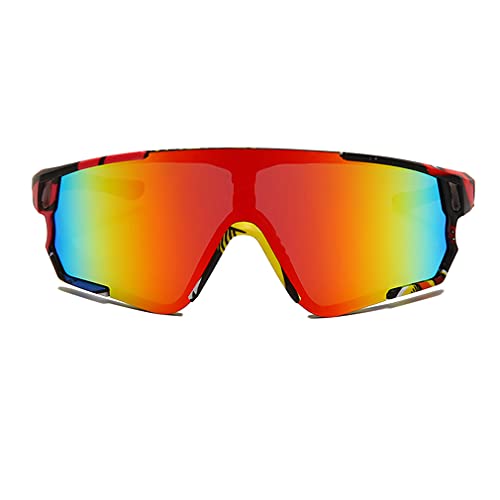 Long Keeper Gafas Ciclismo Hombres Mujeres Gafas de Sol Deportivas Polarizadas Gafas Bicicleta con 3 Lentes Intercambiables para Corriendo MTB (Marcos de colores/ Rojo)