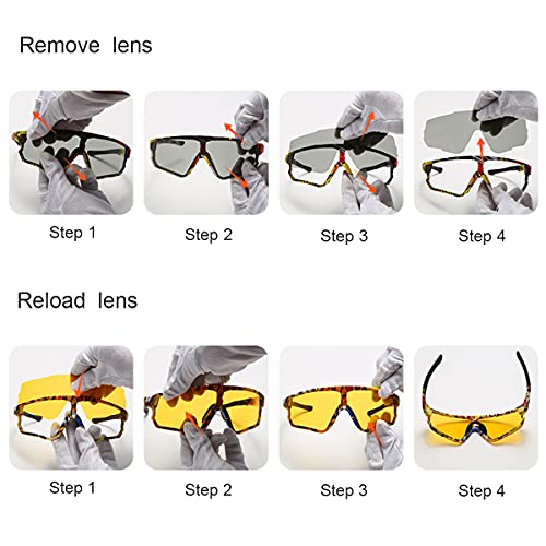 Long Keeper Gafas Ciclismo Hombres Mujeres Gafas de Sol Deportivas Polarizadas Gafas Bicicleta con 3 Lentes Intercambiables para Corriendo MTB (Marcos de colores/ Rojo)