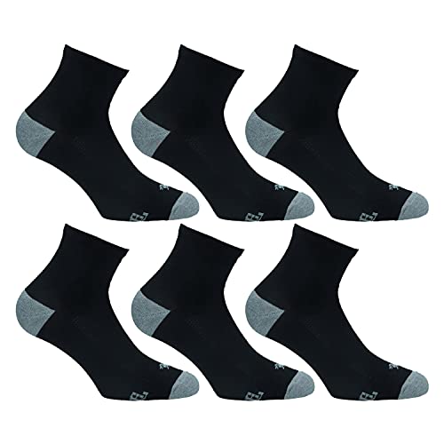 Lonsdale Quarter Tech 6 Pares Calcetines Trekking, Tenis, Ciclismo, Algodón (Negro, 43-46)