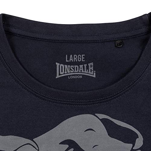 Lonsdale Watton- Camiseta Clásica Azul Marino para Hombre - Regular Fit Lion Logo, XL