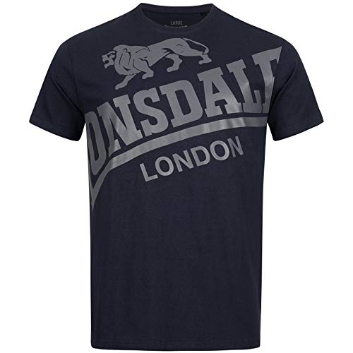 Lonsdale Watton- Camiseta Clásica Azul Marino para Hombre - Regular Fit Lion Logo, XL