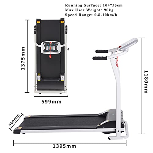 LONTEK Cinta de Correr Eléctrica Plegable con Motor 1.5HP Potente y Silencioso, Cinta de Andar de 0.8-10km/h, Sensor de Pulso, Pantalla LCD, 12 programas automáticos y Auto Lubricación, Color Blanco