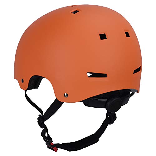 LOOGU Casco de monopatín, BMX, 3 tamaños (54 – 61 cm) Casco de bicicleta para niños, jóvenes, adultos, casco deportivo – con certificado CPSC, color naranja, tamaño S (50-54cm)