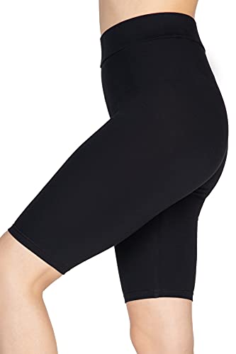 looksy Pantalones Cortos de Ciclismo para Mujer, de algodón, hasta la Rodilla, Pantalones de Motorista, Pantalones de Yoga, Negro L