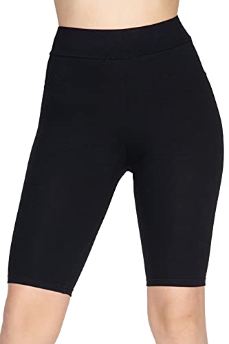 looksy Pantalones Cortos de Ciclismo para Mujer, de algodón, hasta la Rodilla, Pantalones de Motorista, Pantalones de Yoga, Negro L