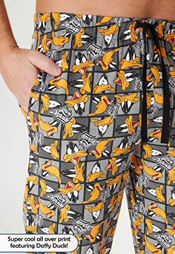 Looney Tunes Pantalon Pijama Hombre, Pijama Hombre Invierno 100% Algodon con el Personaje Pato Lucas, Regalos Originales para Hombre Adolescente Talla S-3XL (Gris, L)