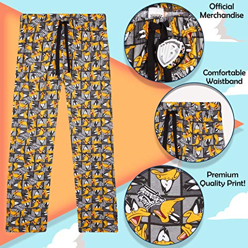 Looney Tunes Pantalon Pijama Hombre, Pijama Hombre Invierno 100% Algodon con el Personaje Pato Lucas, Regalos Originales para Hombre Adolescente Talla S-3XL (Gris, L)