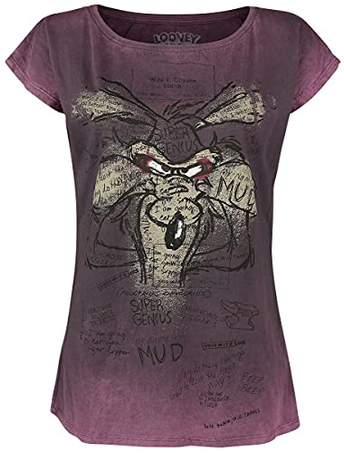 Looney Tunes Wile E. Coyote - Genius Mujer Camiseta Lila XS, 100% algodón, Ancho