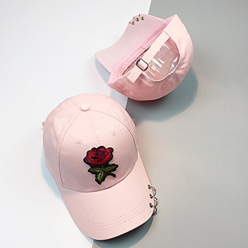 LOPILY Gorra de Béisbol Casual Hats Hip-Hop Patrón de Bordado Rosa Sombrero Sol al Aire Libre Tenis Deporte Golf Verano para Hombre Mujer Tejido de Transpirable Sombreros Cowboy(Rosada)