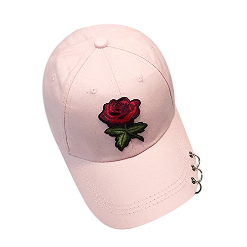 LOPILY Gorra de Béisbol Casual Hats Hip-Hop Patrón de Bordado Rosa Sombrero Sol al Aire Libre Tenis Deporte Golf Verano para Hombre Mujer Tejido de Transpirable Sombreros Cowboy(Rosada)