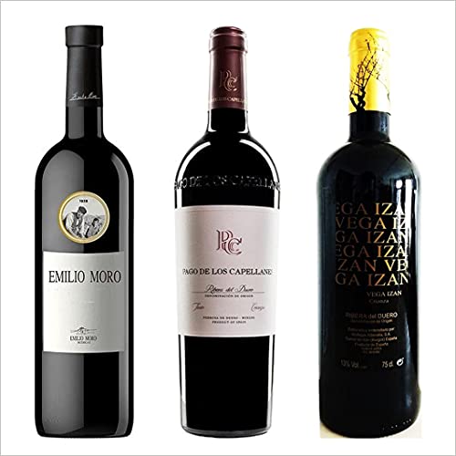 Lote Crianzas TOP Ribera del Duero - Envío Gratis 24 H - Vino Tinto - 3 Botellas - Estuche Regalo - Emilio Moro, Pago de los Capellanes, y Vega Izán Crianza.