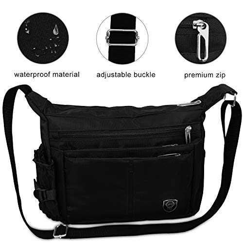 LOTISIE Bolso de hombro, bolso de hombro, bolso de hombro de nailon impermeable unisex para ipad, adecuado para ipad de 9,7 pulgadas para la escuela, el trabajo universitario y al aire libre, negro