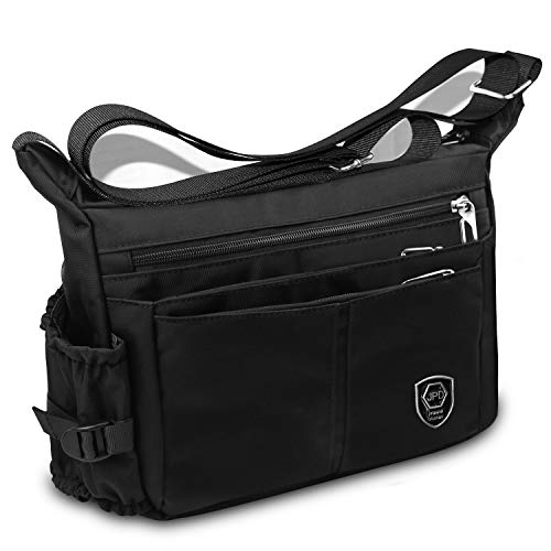 LOTISIE Bolso de hombro, bolso de hombro, bolso de hombro de nailon impermeable unisex para ipad, adecuado para ipad de 9,7 pulgadas para la escuela, el trabajo universitario y al aire libre, negro