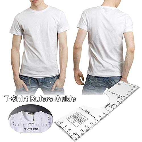 LOVOICE Camiseta con regla de vinilo para camiseta de manga corta, regla y guía de dirección, para coser, alinear tus diseños con precisión.