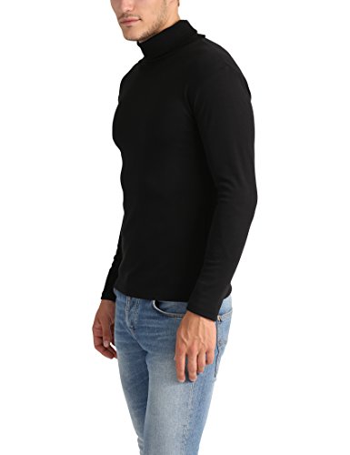 Lower East Jersey de cuello alto de corte estrecho, Hombres, Negro (paquete de 1), L