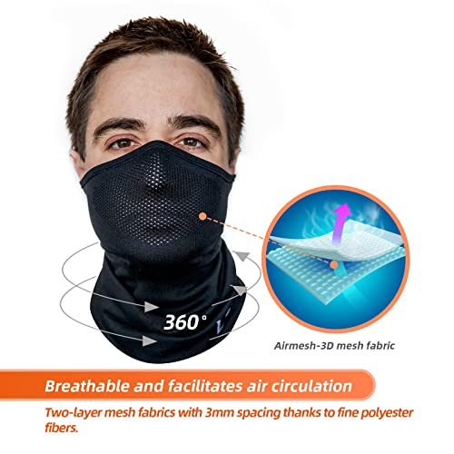 L&P Medio pasamontañas, transpirable, para correr, bicicleta, motocicleta, protección UV, máscara facial, máscara de moto, máscara de esquí, pasamontañas, braga para el cuello Negro S-M