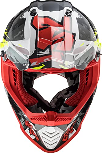 LS2 Casco Motocross MX437 Fast Evo Crusher, unisex, negro mate y rojo, talla S