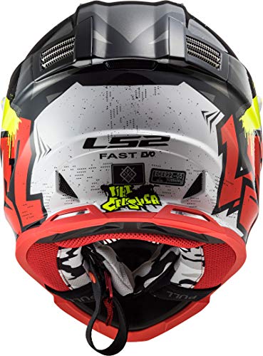 LS2 Casco Motocross MX437 Fast Evo Crusher, unisex, negro mate y rojo, talla S