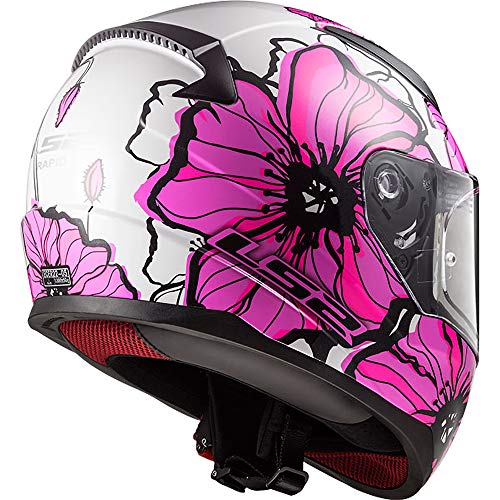 LS2 FF353 RAPID Casco Moto Integral Motocicleta Ciclomotor y Scooter Cascos de Moto Integrales Mujer y Hombre Amapolas-rosa M (57-58cm)