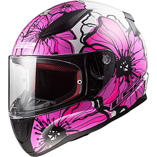 LS2 FF353 RAPID Casco Moto Integral Motocicleta Ciclomotor y Scooter Cascos de Moto Integrales Mujer y Hombre Amapolas-rosa M (57-58cm)