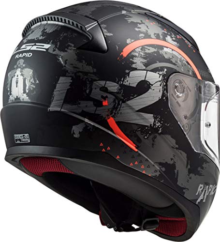 LS2 Rapid Circle Casco de Moto, Hombre, Naranja, M