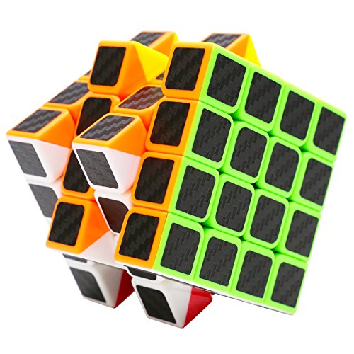 LSMY Speed Cube 4x4x4, Puzzle Mágico Cubo Carbon Fiber Sticker Toy