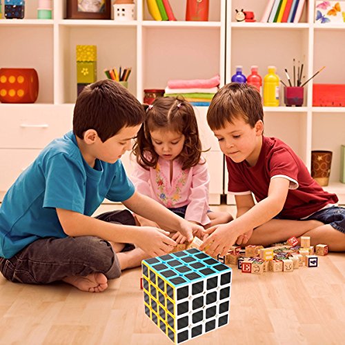 LSMY Speed Cube 4x4x4, Puzzle Mágico Cubo Carbon Fiber Sticker Toy