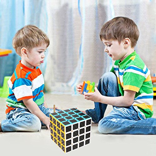 LSMY Speed Cube 4x4x4, Puzzle Mágico Cubo Carbon Fiber Sticker Toy