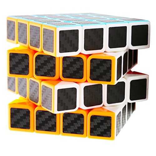 LSMY Speed Cube 4x4x4, Puzzle Mágico Cubo Carbon Fiber Sticker Toy