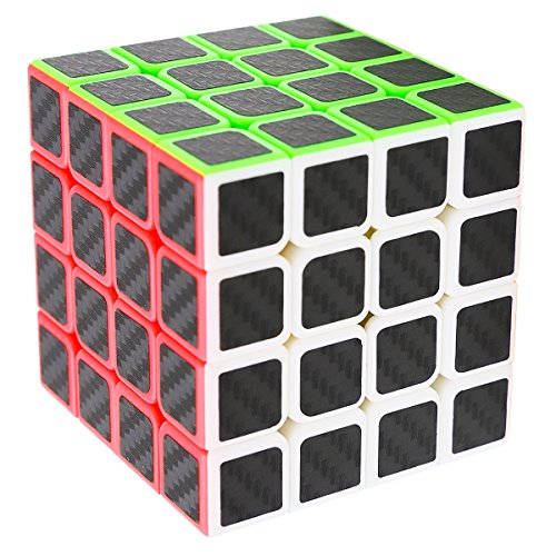 LSMY Speed Cube 4x4x4, Puzzle Mágico Cubo Carbon Fiber Sticker Toy